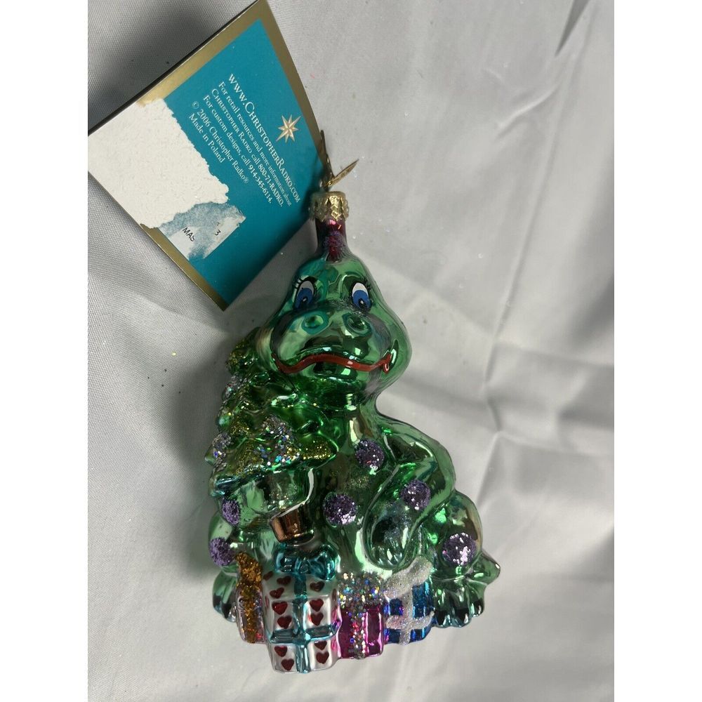 Christopher Radko Christmas Ornament RARE Puff The Magic Dragon Glass 3D Vintage